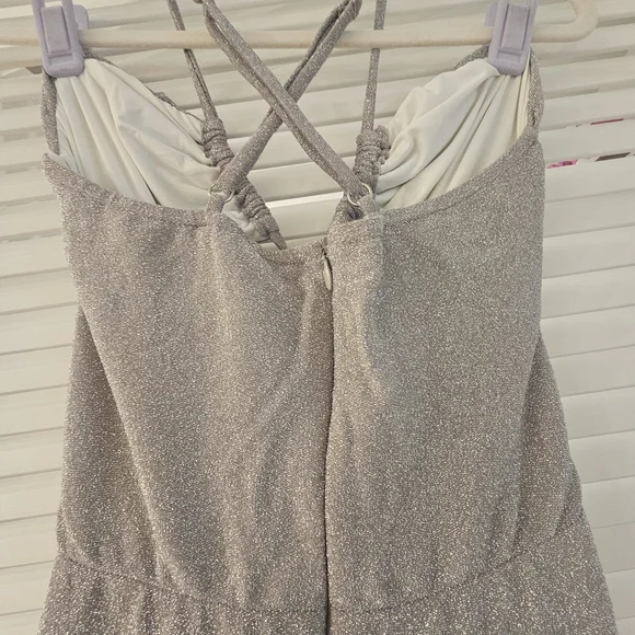 PatBO LUREX SILVER CUT OUT MAXI DRESS SZ 6 US - Picture 7 of 15